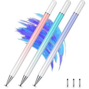 3 Pcs Pink Purple Blue Aluminum Stylus Pens for Touch Screens